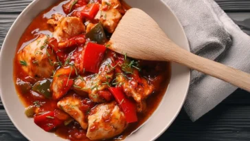 Delicious Crock Pot Chicken Cacciatore on a Plate