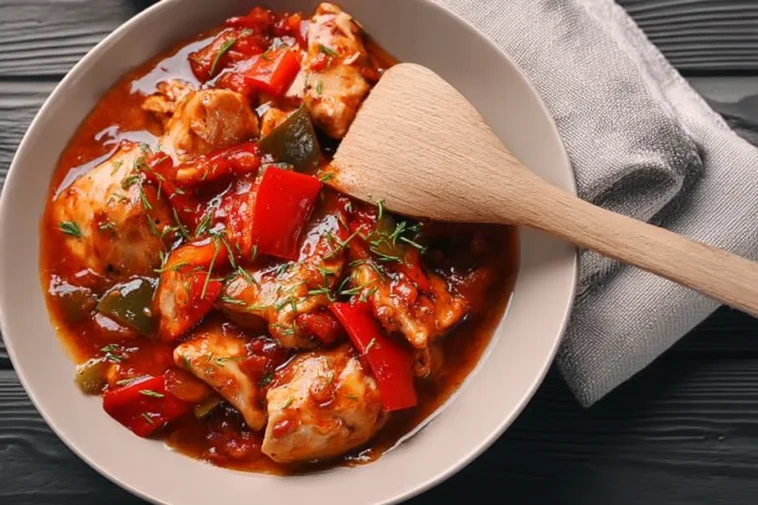 Delicious Crock Pot Chicken Cacciatore on a Plate
