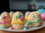 Cute and Colorful Easter Egg Rice Krispies Treats on a Platter