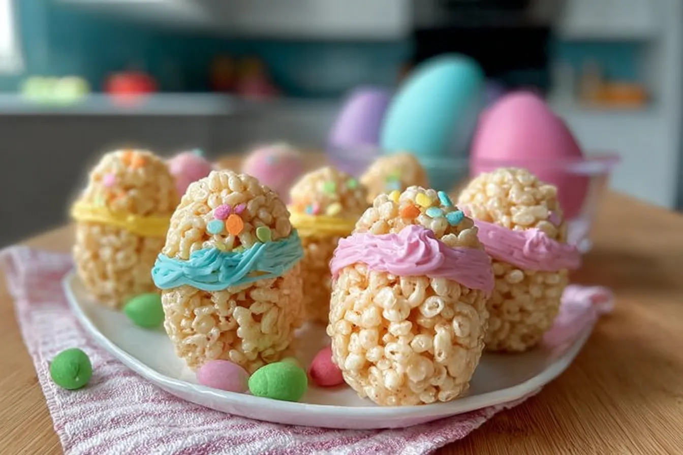 Cute and Colorful Easter Egg Rice Krispies Treats 