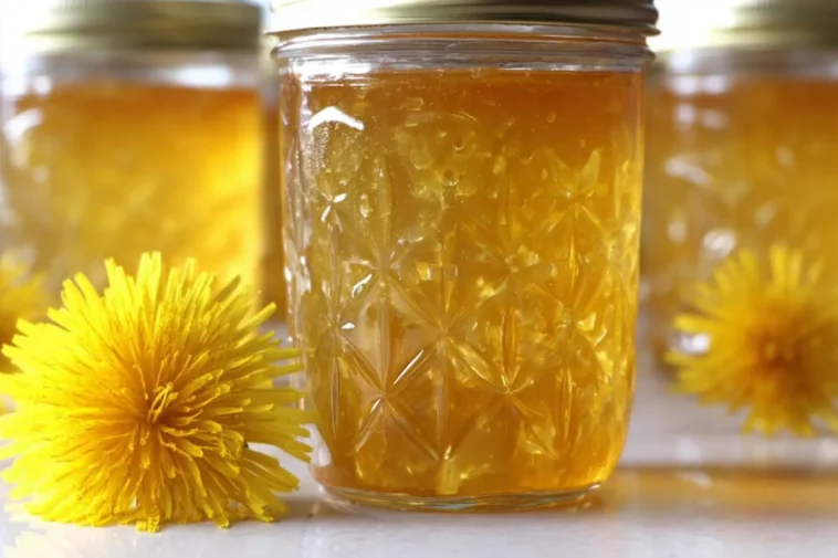 Delicious Homemade Dandelion Jelly in a Jar
