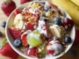 Delicious Breakfast Fruit Salad with Honey Yogurt Dressing in a Bowl