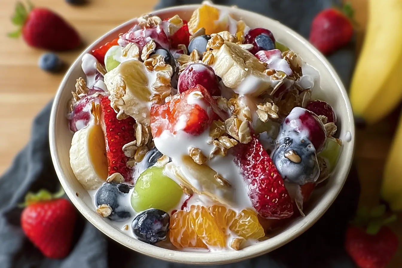Delicious Breakfast Fruit Salad with Honey Yogurt Dressing