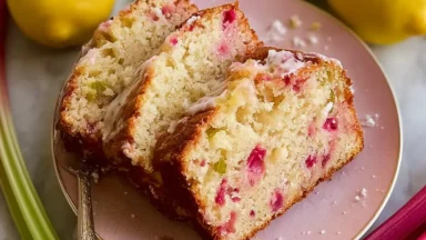 Slice of Delicious Lemon Rhubarb Bread