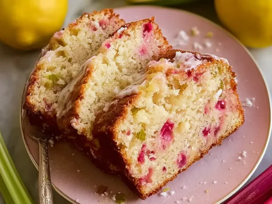 Slice of Delicious Lemon Rhubarb Bread