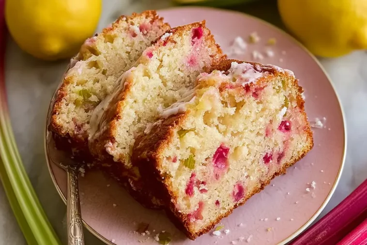 Slice of Delicious Lemon Rhubarb Bread