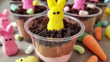 Easter Dirt Cups with Pudding and Peeps