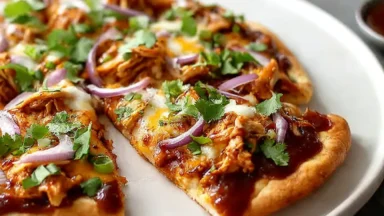 Easy BBQ Chicken Flatbread Ready to Serve
