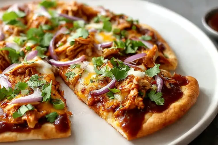 Easy BBQ Chicken Flatbread Ready to Serve