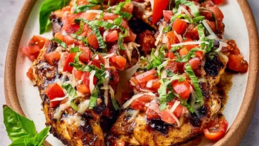 Easy Bruschetta Chicken (Grilled, Baked & Stove Top) Plated
