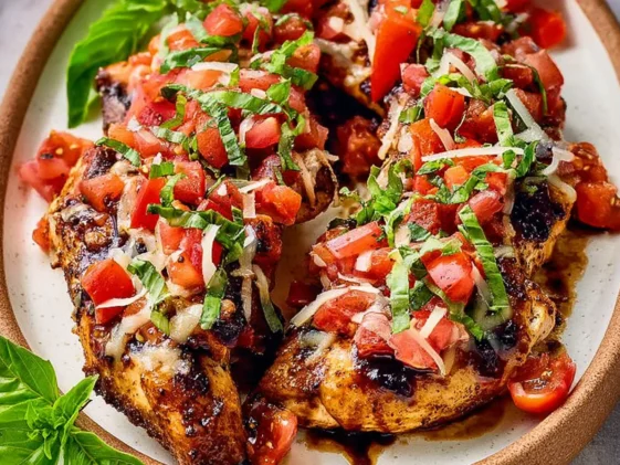 Easy Bruschetta Chicken (Grilled, Baked & Stove Top) Plated