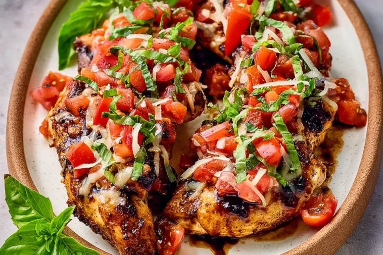 Easy Bruschetta Chicken (Grilled, Baked & Stove Top) Plated