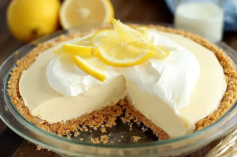 Easy Lemon Cream Pie Garnished with Fresh Berries