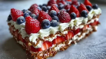 Easy No-Bake Patriotic Flag Icebox Cake for July 4th