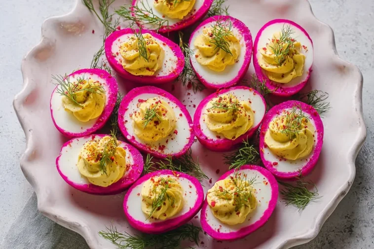 Festive Beet-Pickled Deviled Eggs Platter