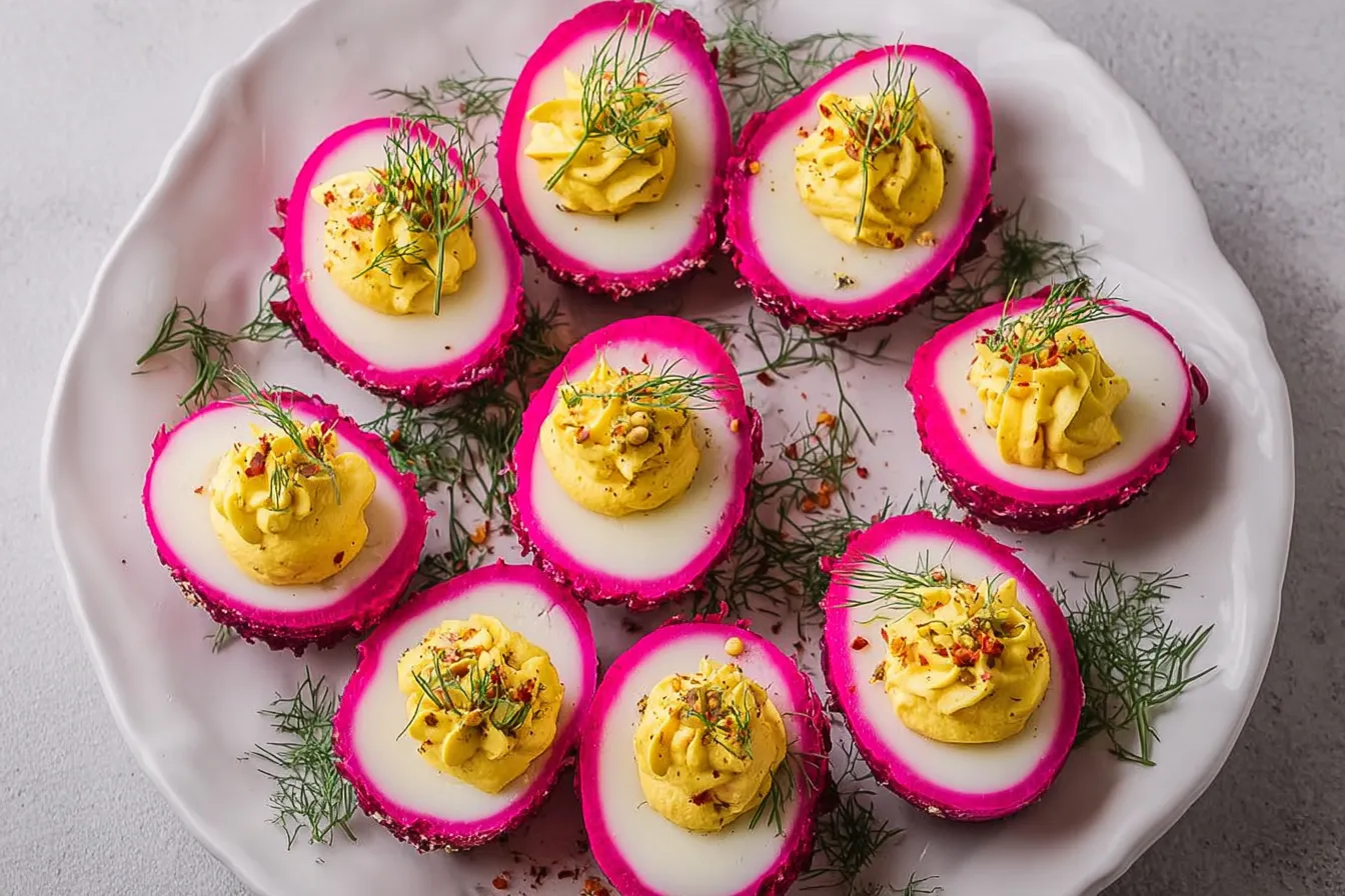 Festive Beet-Pickled Deviled Eggs