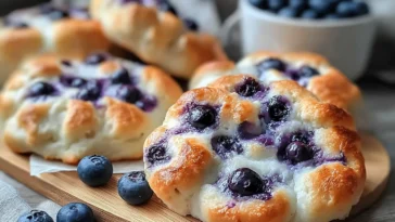 Fluffy Cottage Cheese Blueberry Cloud Bread with Fresh Berries