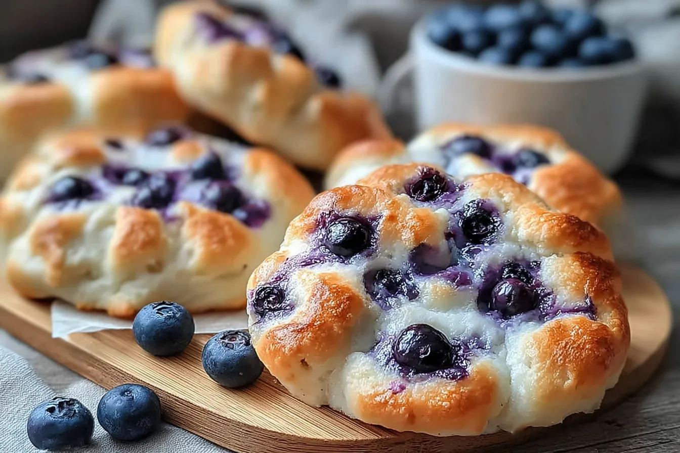 Fluffy Cottage Cheese Blueberry Cloud Bread with Fresh Berries