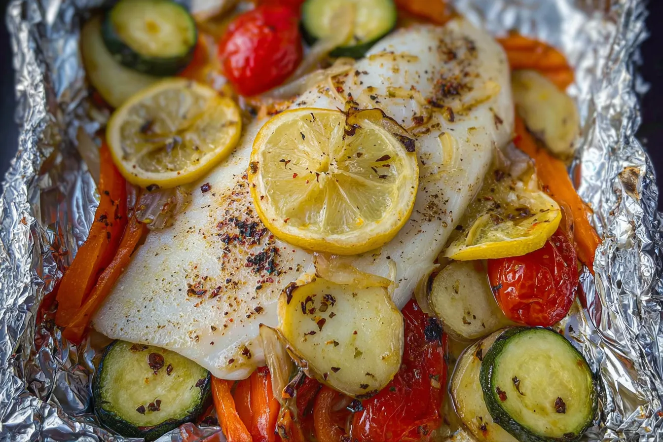 Foil Baked Fish with Veggies 