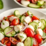 Fresh Cucumber Caprese Salad in a Beautiful Bowl