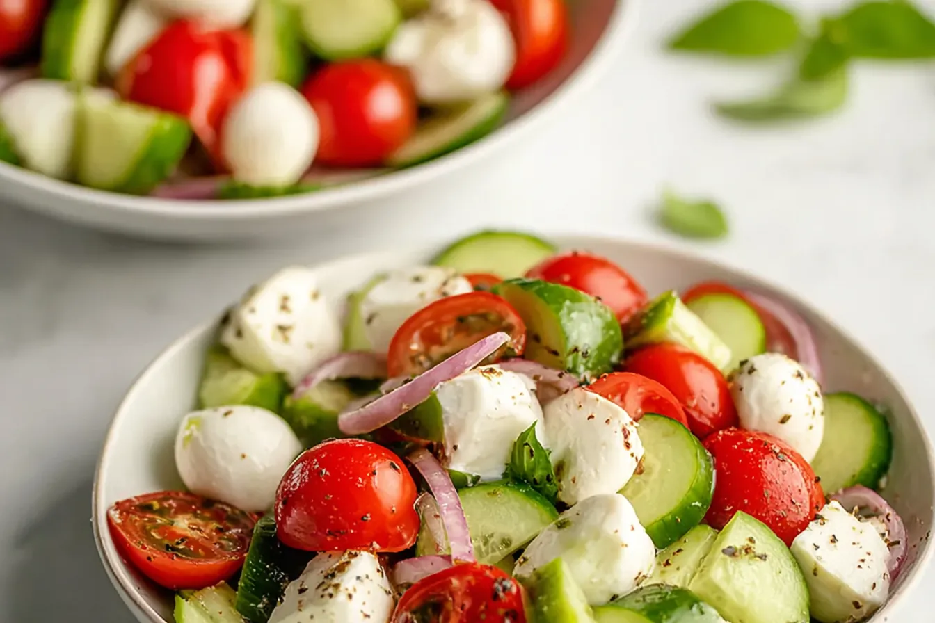 Fresh Cucumber Caprese Salad 