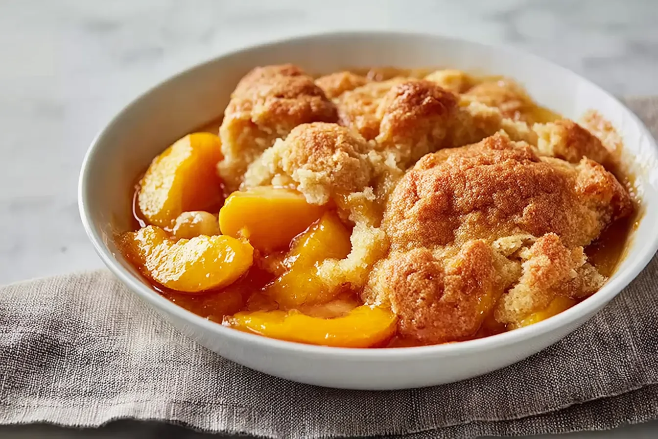 Delicious Fresh Southern Peach Cobbler Served Warm