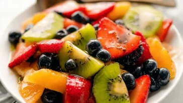 Colorful Fruit Salad with Honey Lime Dressing