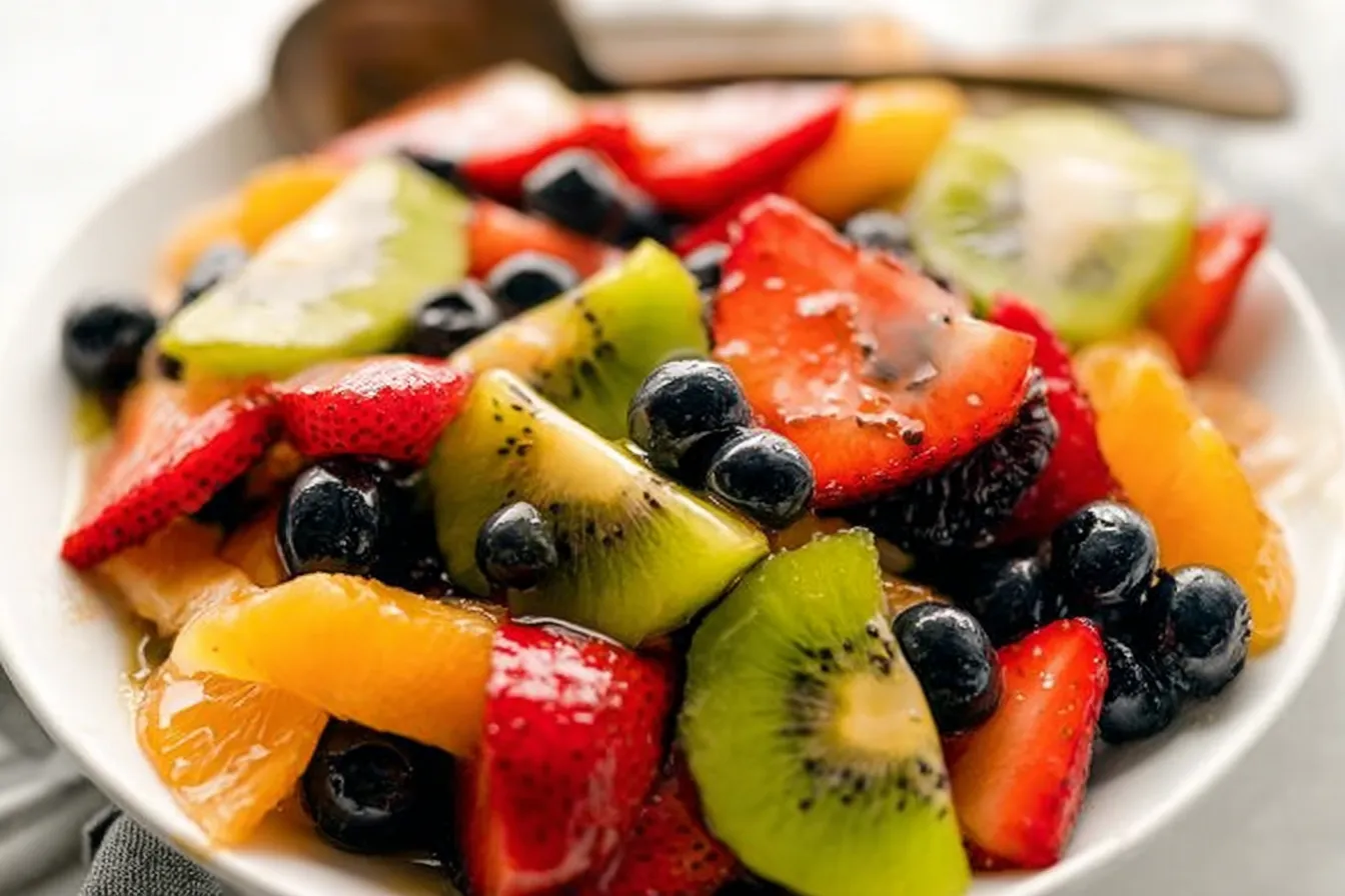 Colorful Fruit Salad with Honey Lime Dressing