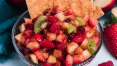 Fruit Salsa with Cinnamon Sugar Tortilla Chips Delight