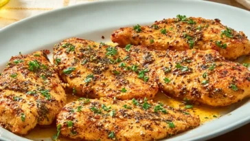 Garlic Butter Chicken Cutlets on a Plate