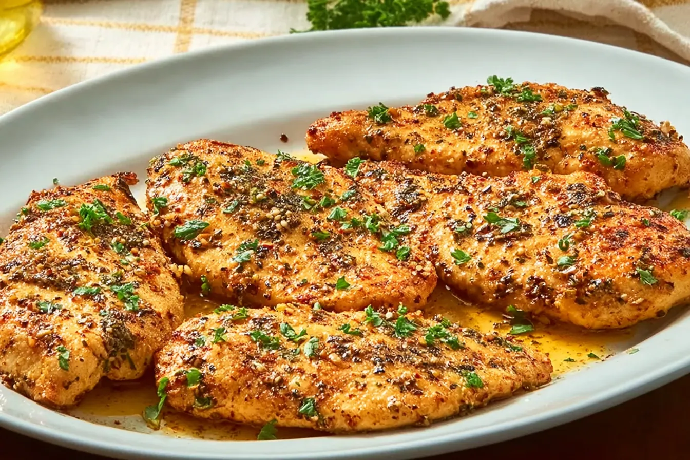 Garlic Butter Chicken Cutlets: A Delicious Dinner Delight 3 Garlic Butter Chicken Cutlets on a Plate