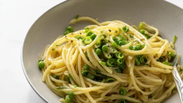 Garlic Scape Pasta with Fresh Herbs and Cheese