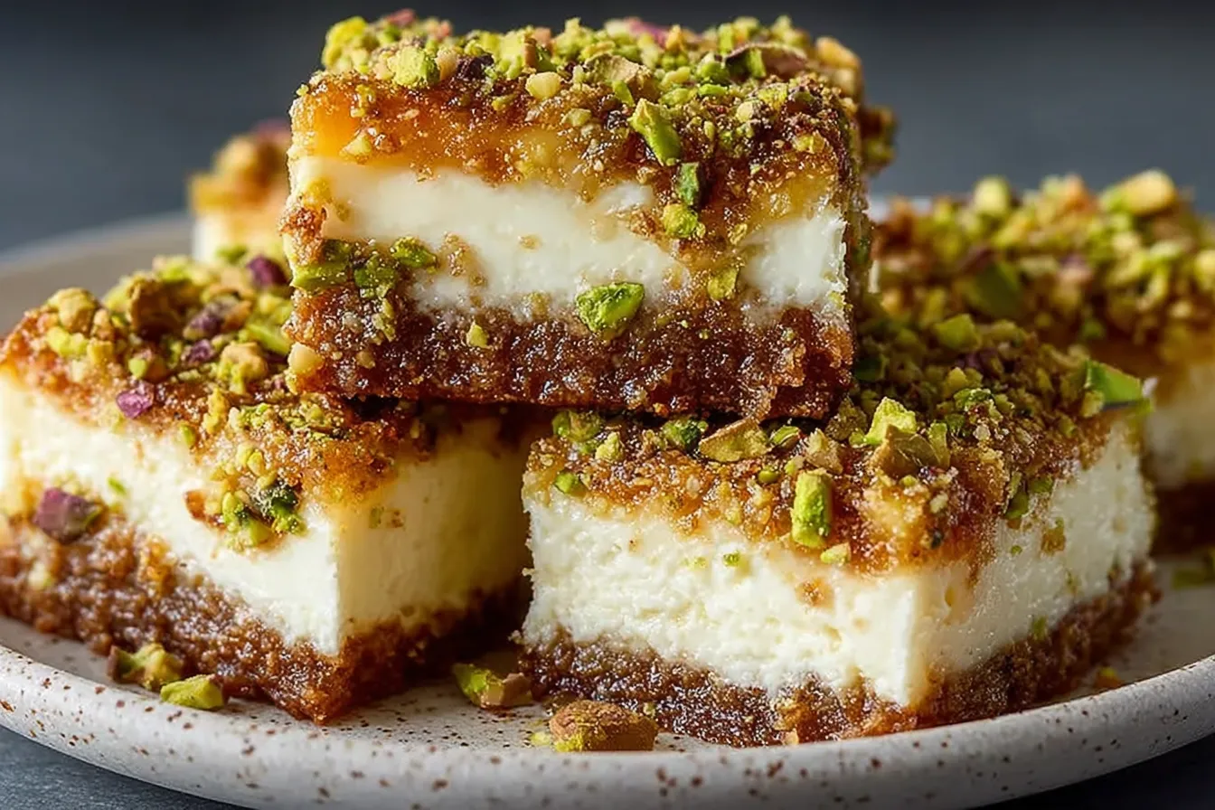 Greek Honey Pistachio Cheesecake Bars