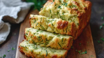 Green Onion Zucchini Cheddar Quick Bread Freshly Baked