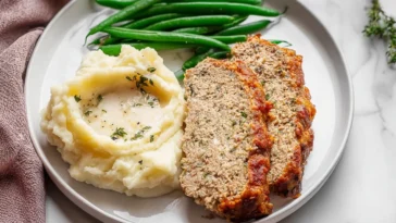 Delicious Ground Turkey Meatloaf on a Plate