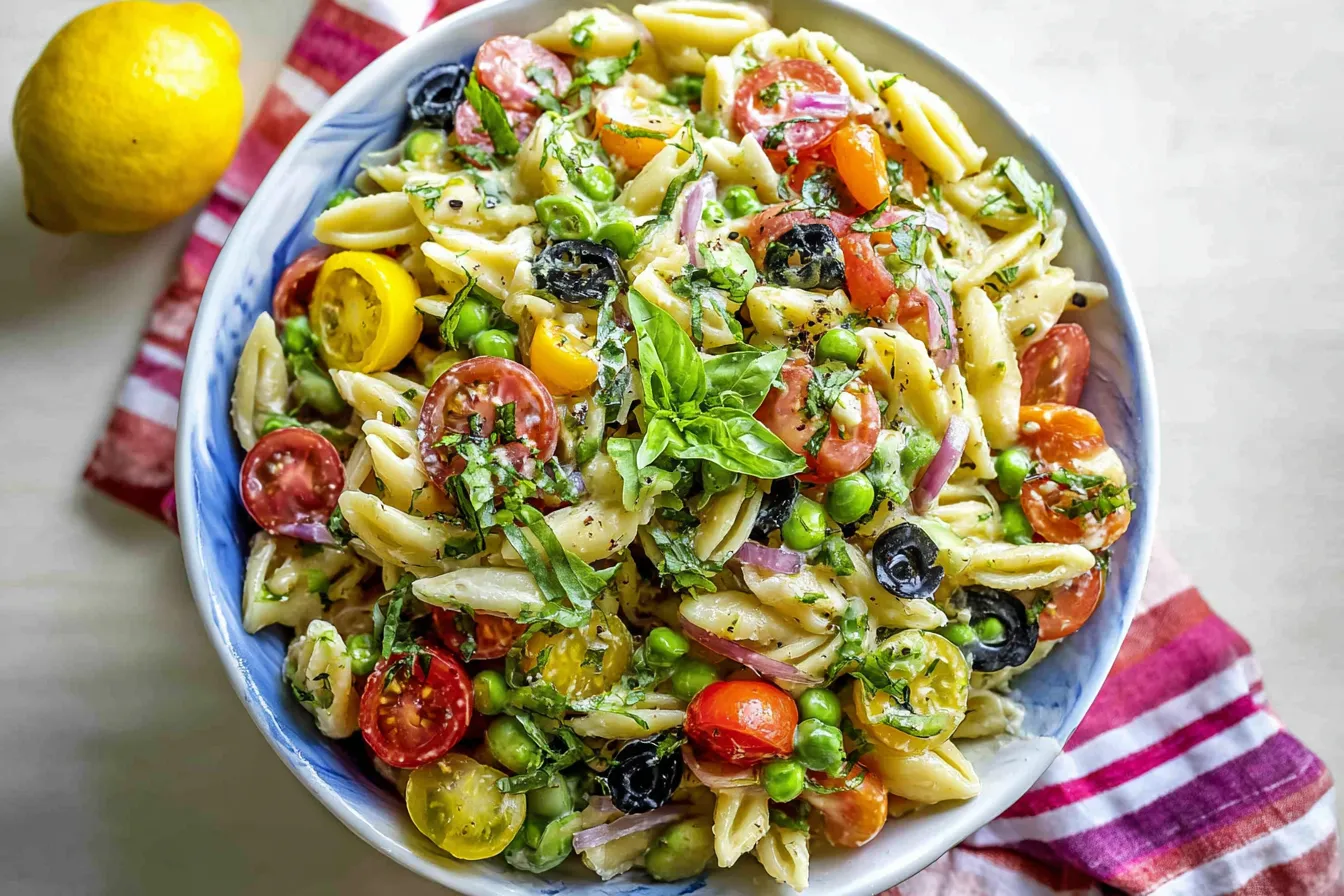 Healthy Creamy Pasta Salad: A Delicious Guilt-Free Treat 3 Healthy Creamy Pasta Salad in a Bowl