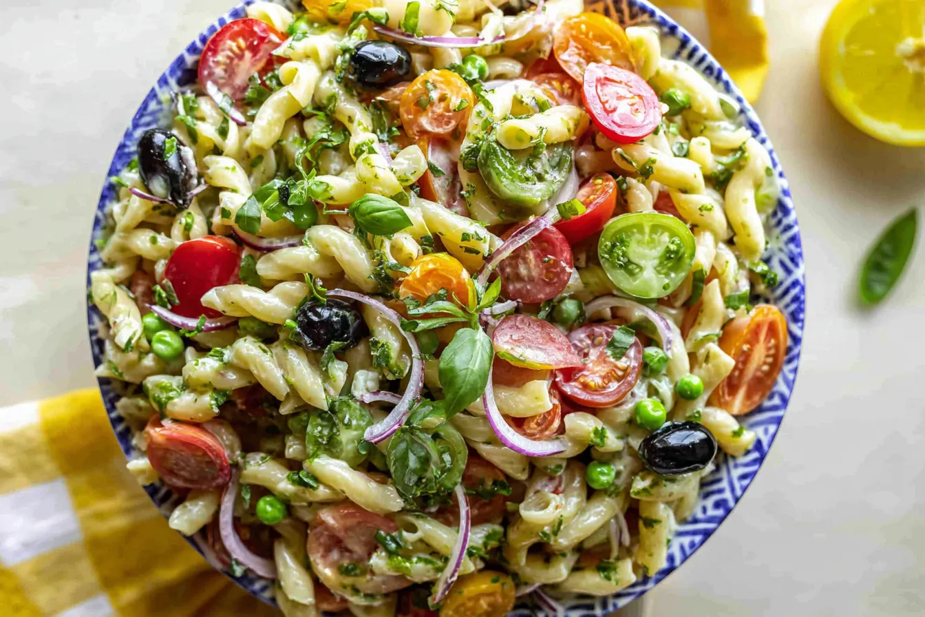 Healthy Creamy Pasta Salad 