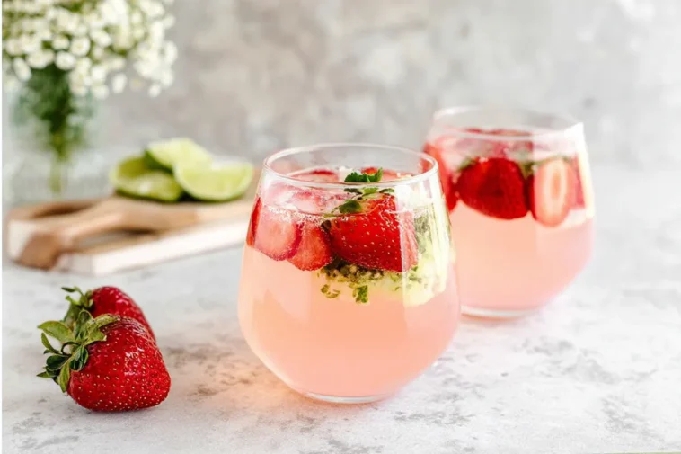 Refreshing Healthy Strawberry Mocktail Spritzer {Non Alcoholic}