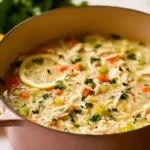 Delicious Hearty Lemon Chicken Orzo Soup in a Bowl