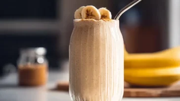 High-Protein Banana Almond Butter Smoothie in a Glass