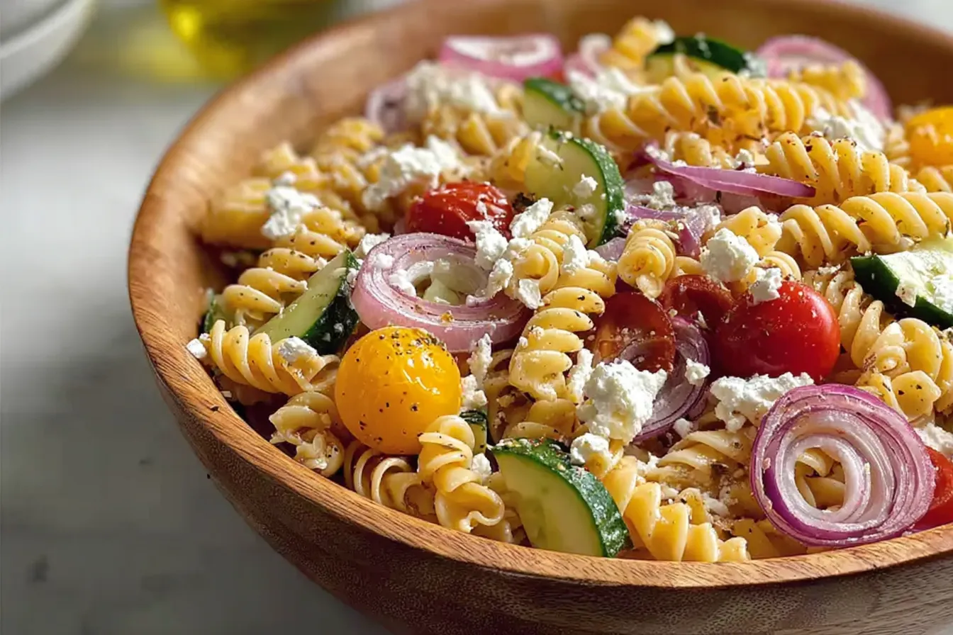 High Protein Greek Pasta Salad 