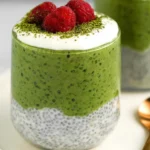 High-Protein Matcha Chia Pudding in a Bowl