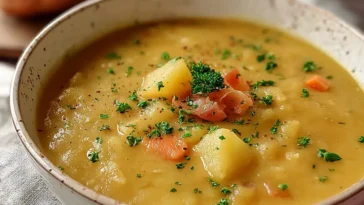 Delicious Homemade German Potato Soup Bowl