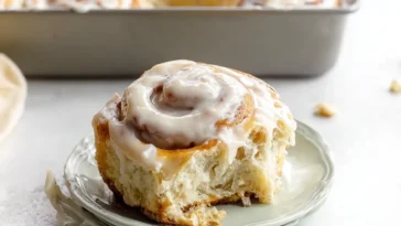Gooey Cinnamon Rolls with Vanilla Icing Freshly Baked