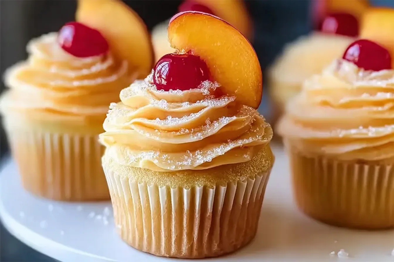 Homemade Peach Bellini Cupcakes Recipe 