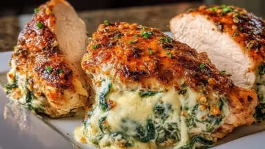 Irresistible Ruth’s Chris Stuffed Chicken Copycat Plated