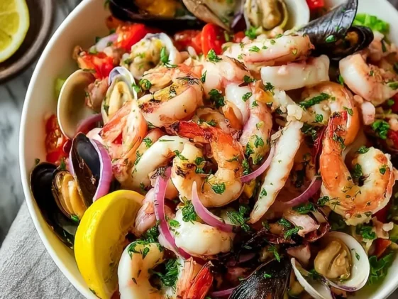 Vibrant Italian Seafood Salad Ready to Serve