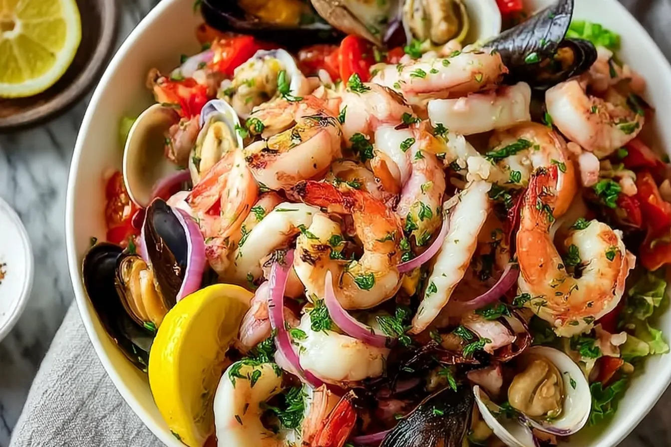 Vibrant Italian Seafood Salad Ready to Serve