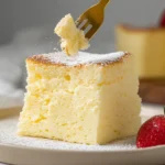 Japanese Cotton Cheesecake Slices on a Plate