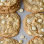 Keto White Chocolate Macadamia Nut Cookies on a Plate